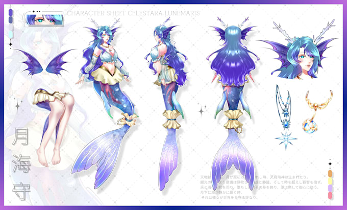 draw custom character sheet or reference sheet in anime style for vtuber