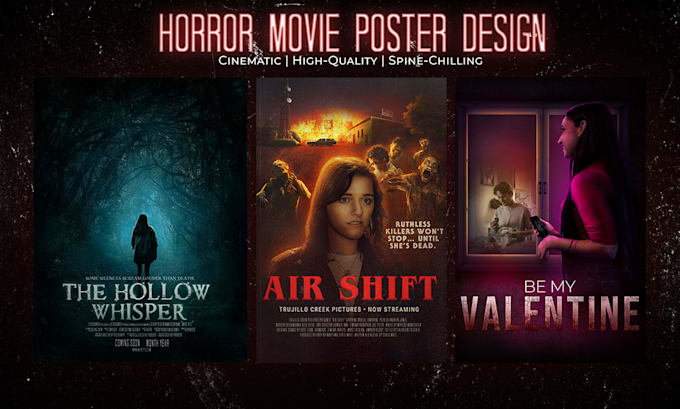 create cinematic poster design in horror or action movie style