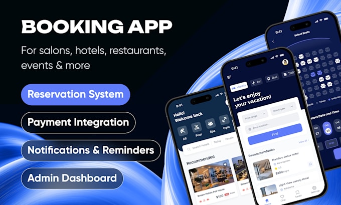 build booking reservation appointment mobile app hotel travel ticket ios android