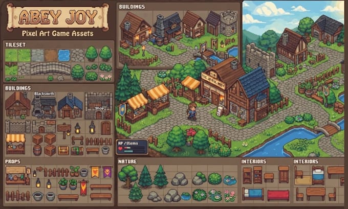 isometric pixel art game asset props background tileset environment 2d sprite
