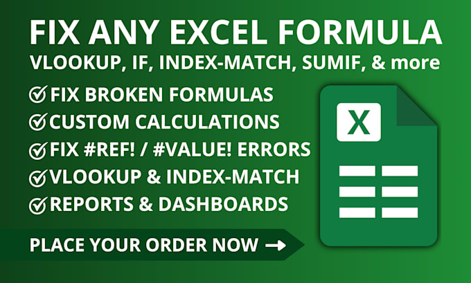 fix excel formula, clean spreadsheet and remove errors