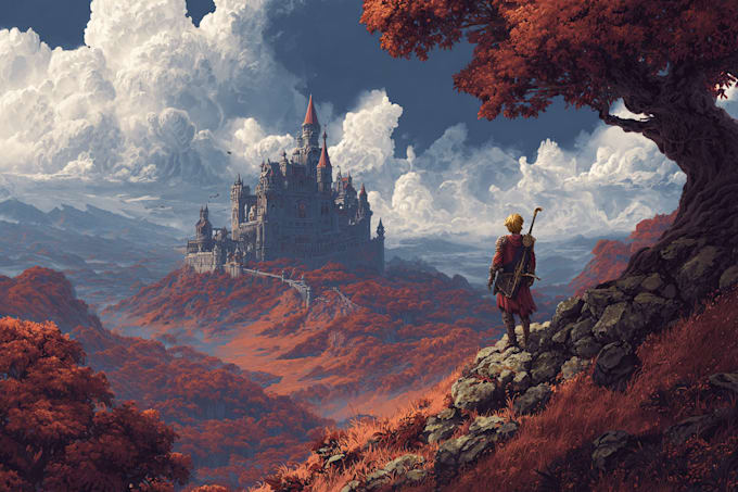 Draw detailed digital fantasy landscape art by Reidtarver | Fiverr