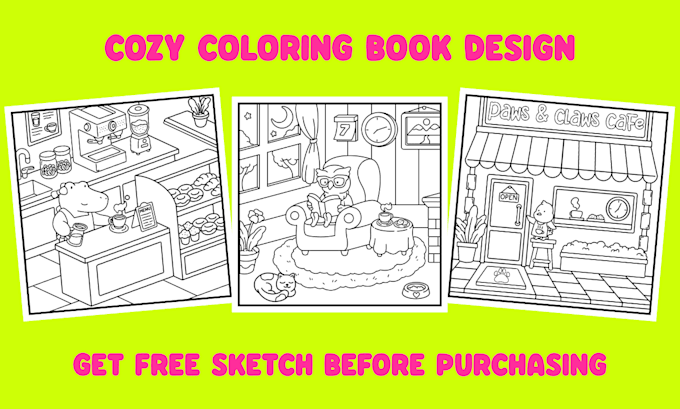 draw cozy coloring book pages for amazon KDP and etsy