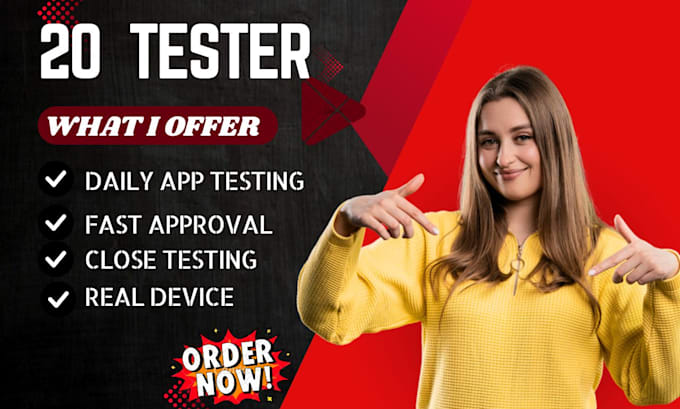 provide real 20 or 12 tester google play console testing for 14 days