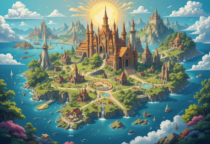 create event, tourist, and fantasy map illustration