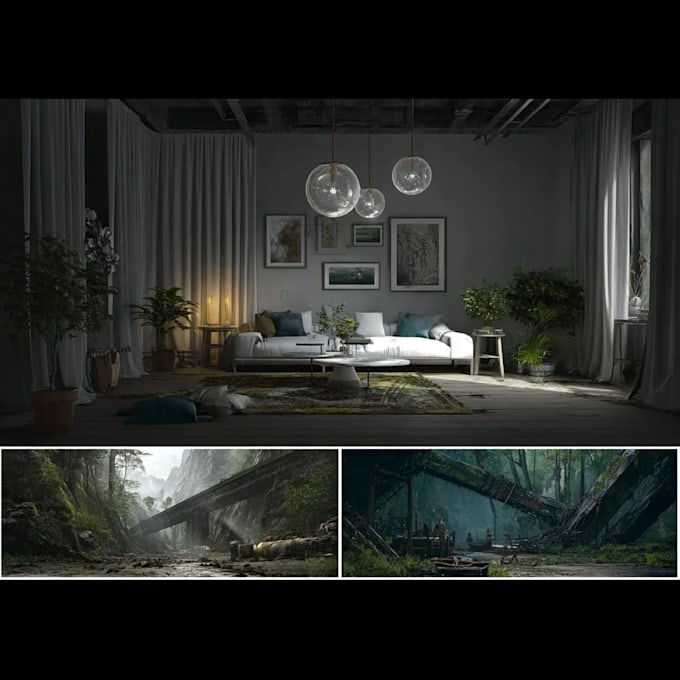 make a environments, landscapes, game, concept art