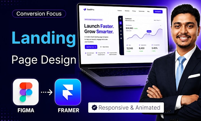 design and develop a framer landing page for your startup or business