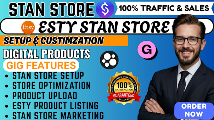 setup digital product etsy shop, stan store, gumroad, beacon ai, etsy promotion