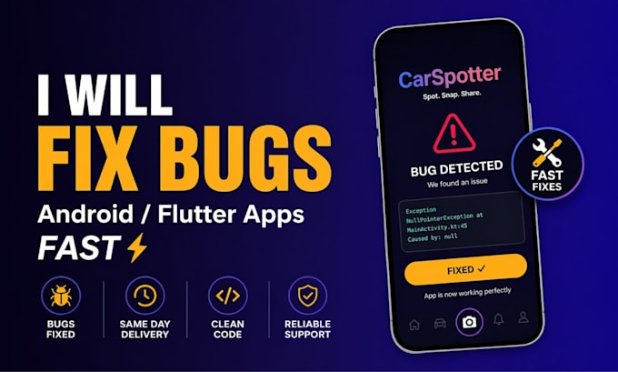 Fix bugs in your android or flutter app fast by Andreirusu506 | Fiverr
