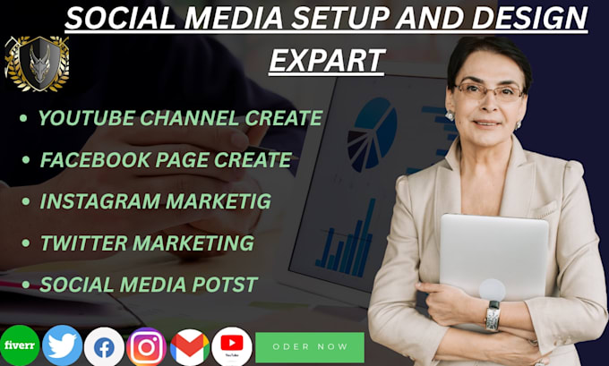 manage twitter, facebook, instagram, youtube create an setup