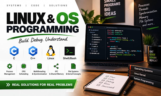 develop linux operating system and multithreading programs in c cpp