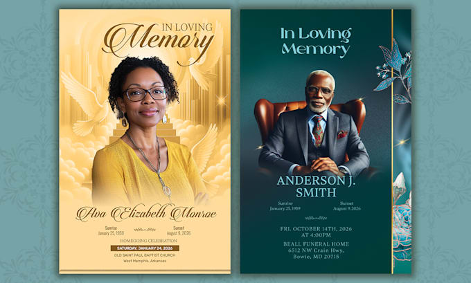 funeral program booklet and obituary design
