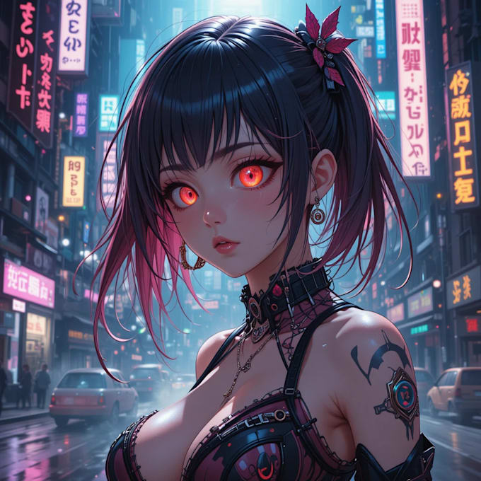 do a cyberpunk anime art
