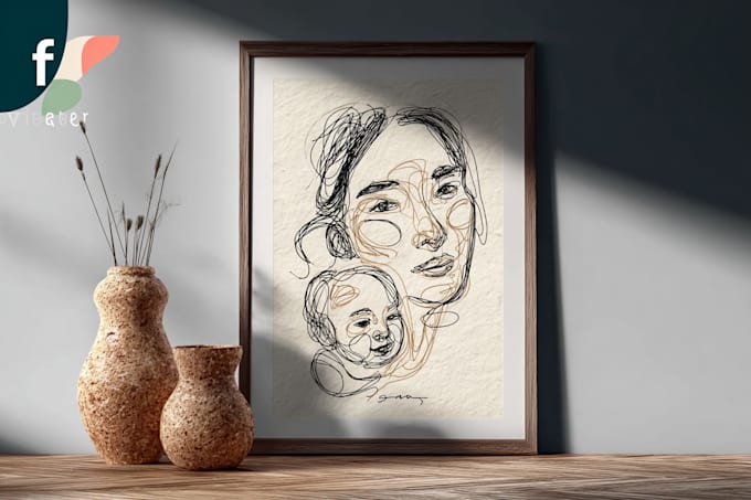 make scribble art, abstract line portrait art