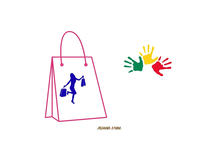 design a colorful fashion store logo with shopping elements