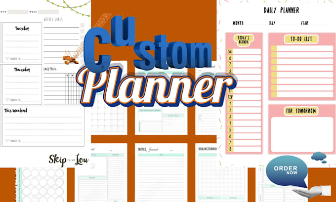 design custom printable, editable planner, workbook design custom planner design