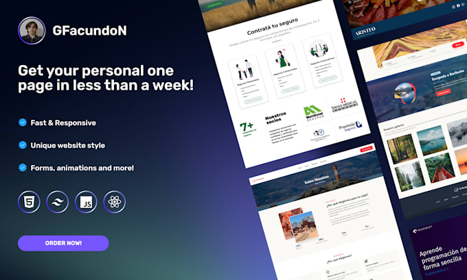 build a responsive and modern personal one page website