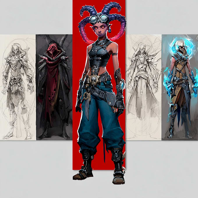 create concept art, character design and illustration
