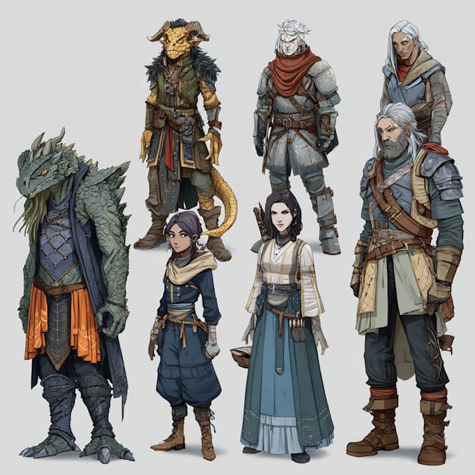 create dnd character art and sci fi concept art