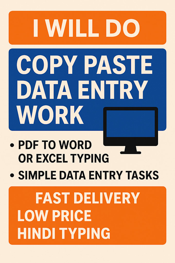 do copy paste data entry work, PDF to word or excel typing