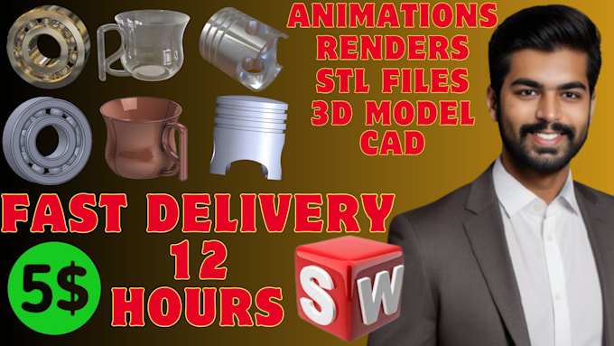 do 3d printing model design, stl file using solidworks 3d cad modeling