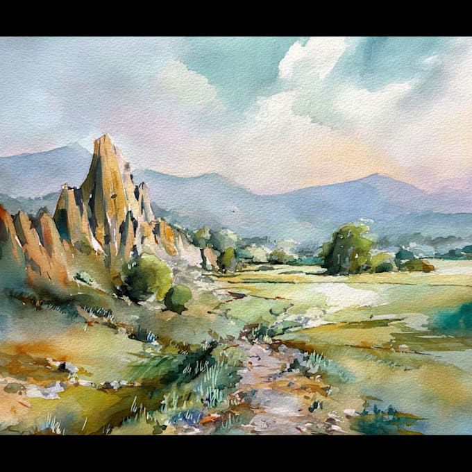 draw a watercolor landscape illustration