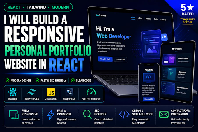 build developer portfolio website using react and tailwind css
