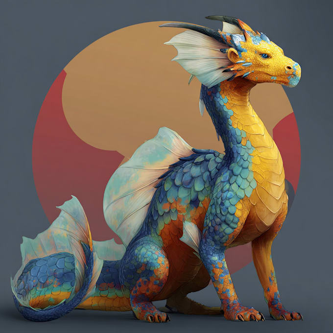 unique concept art for characters, dragons and monsters