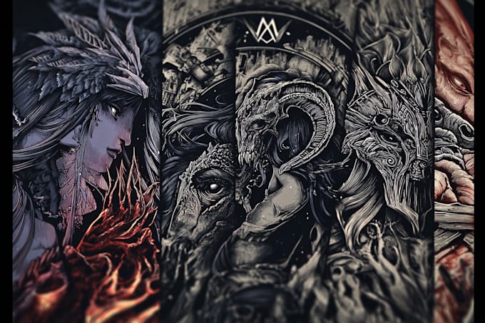 create dark art, horror or skull artworks illustration