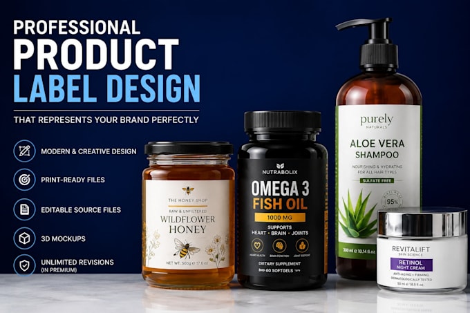 design professional product label and packaging label