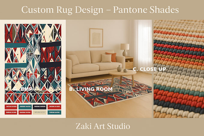 Create pantone rug patterns with realistic mockups by Zaki_the_design ...