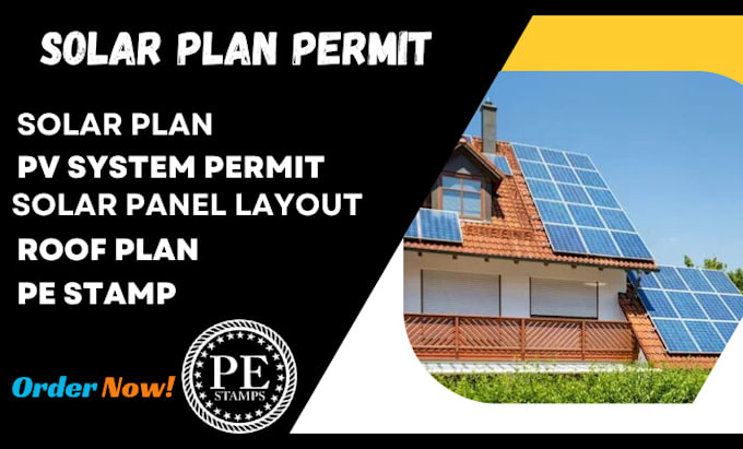 do solar pe stamp, pv system permit plan, solar design and panel layout