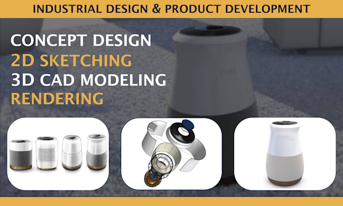 do 3d cad modeling and rendering from concepts and industrial product design