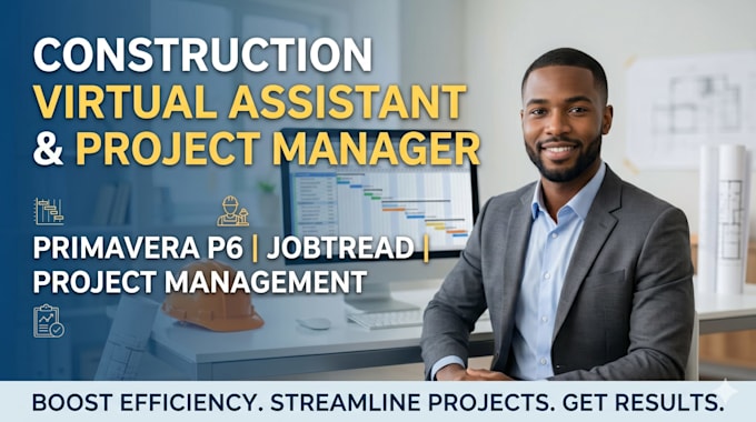 be your construction virtual assistant, primavera p6, jobtread, project manager