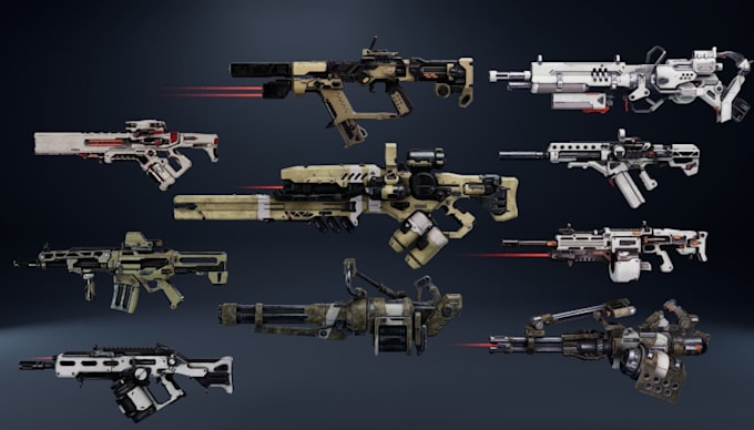 redesign military game asset, 3d gun pack, firearm animation,gun logo, fps game