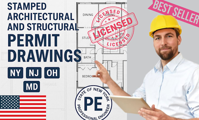 Prepare stamp architectural and structural permit drawings for ny,nj,oh ...