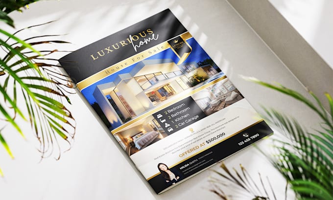 design a luxury real estate property bifold or trifold brochure, flyer