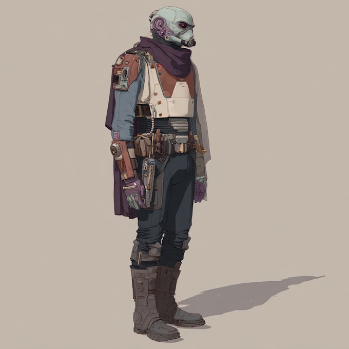 develop fantasy, sci fi, character with hyperrealistic style