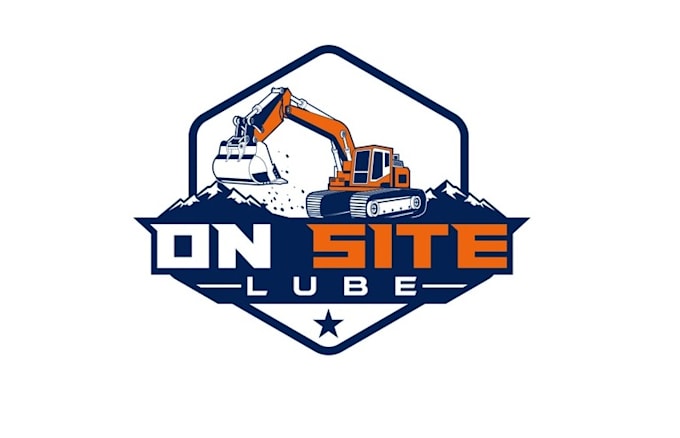 design heavy construction machinery company services logo