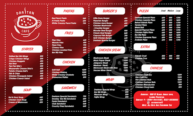 professionally design restaurant menu ready to print