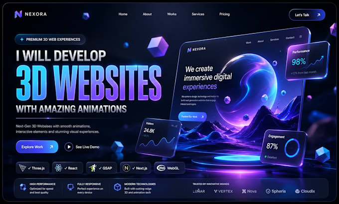 develop 3d websites with animations