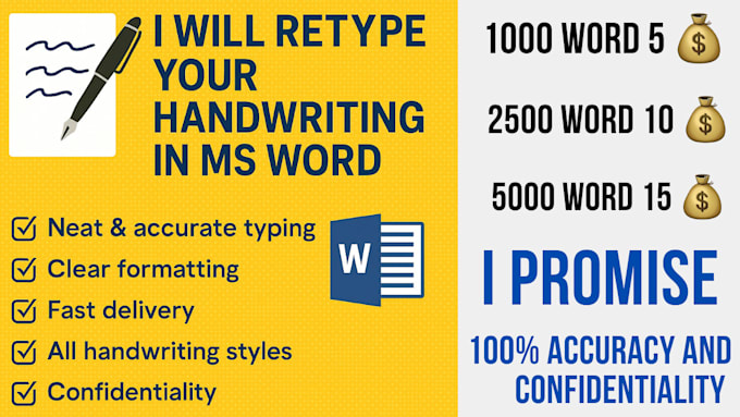 retype handwriting notes in ms word