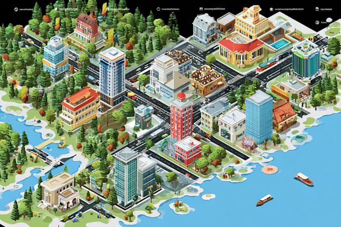 draw high quality vector or isometric map illustrations