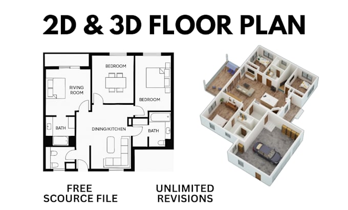 redraw or convert 2d floor to 3d floor plan