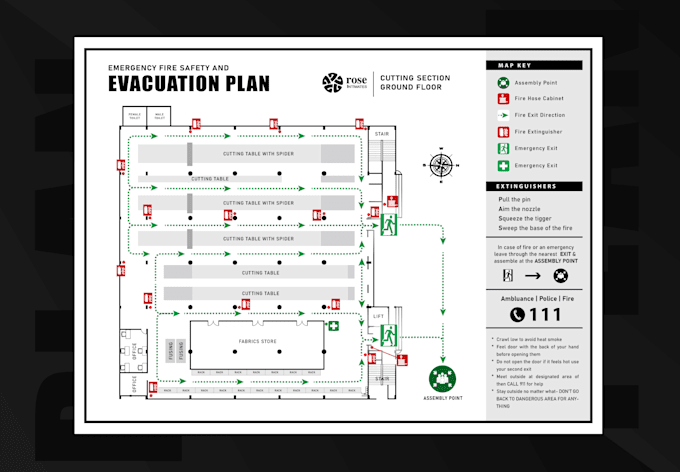 design emergency evacuation plan or fire safety plan