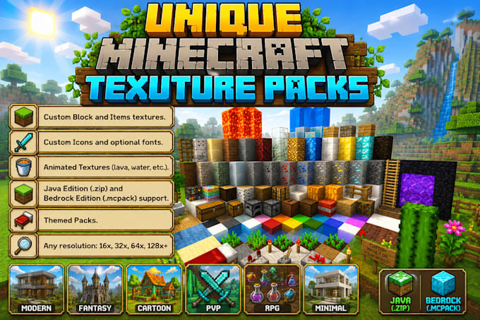 create unique minecraft texture packs in any style for you