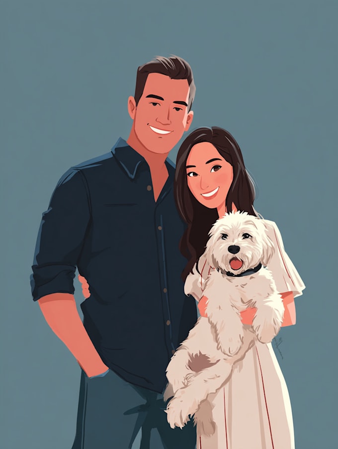 draw portrait illustrations for couple or family