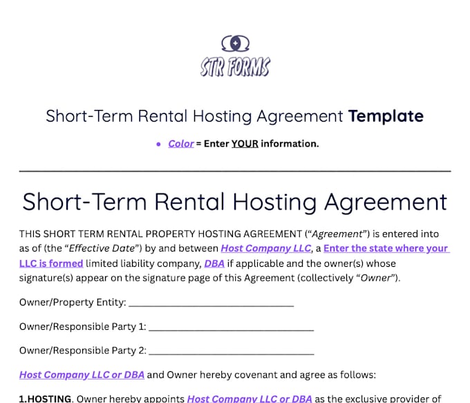 deliver a management agreement for your airbnb business