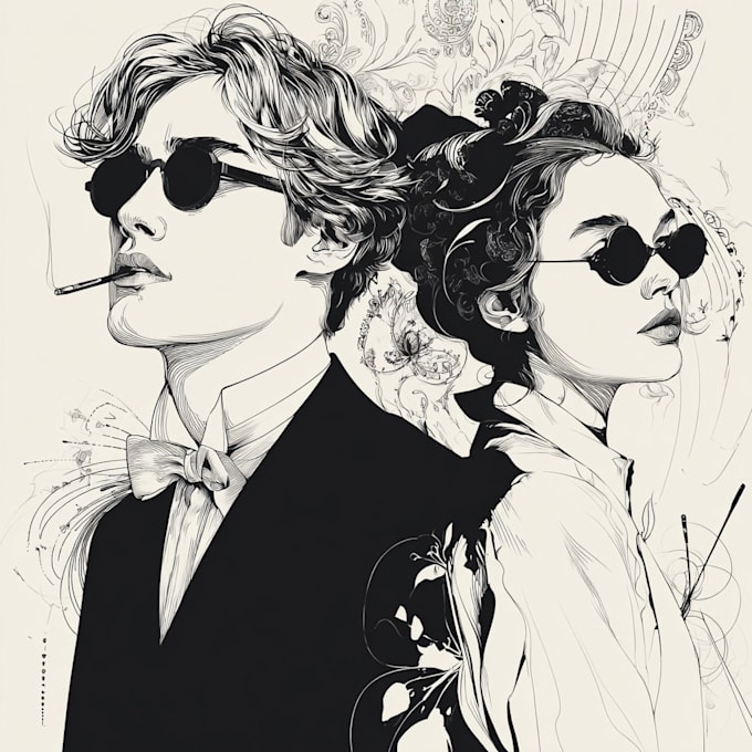 create a black and white illustrations