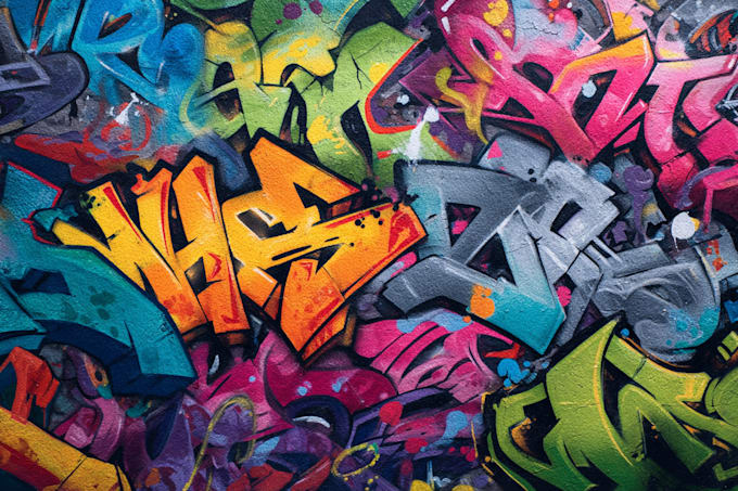 paint real graffiti art on the street wall